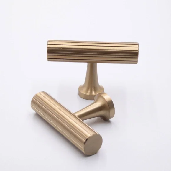 Modern Solid Brass T-Bar Pull for Cabinets and Drawer Handles, Kitchen Hardware - Picture 3 of 4